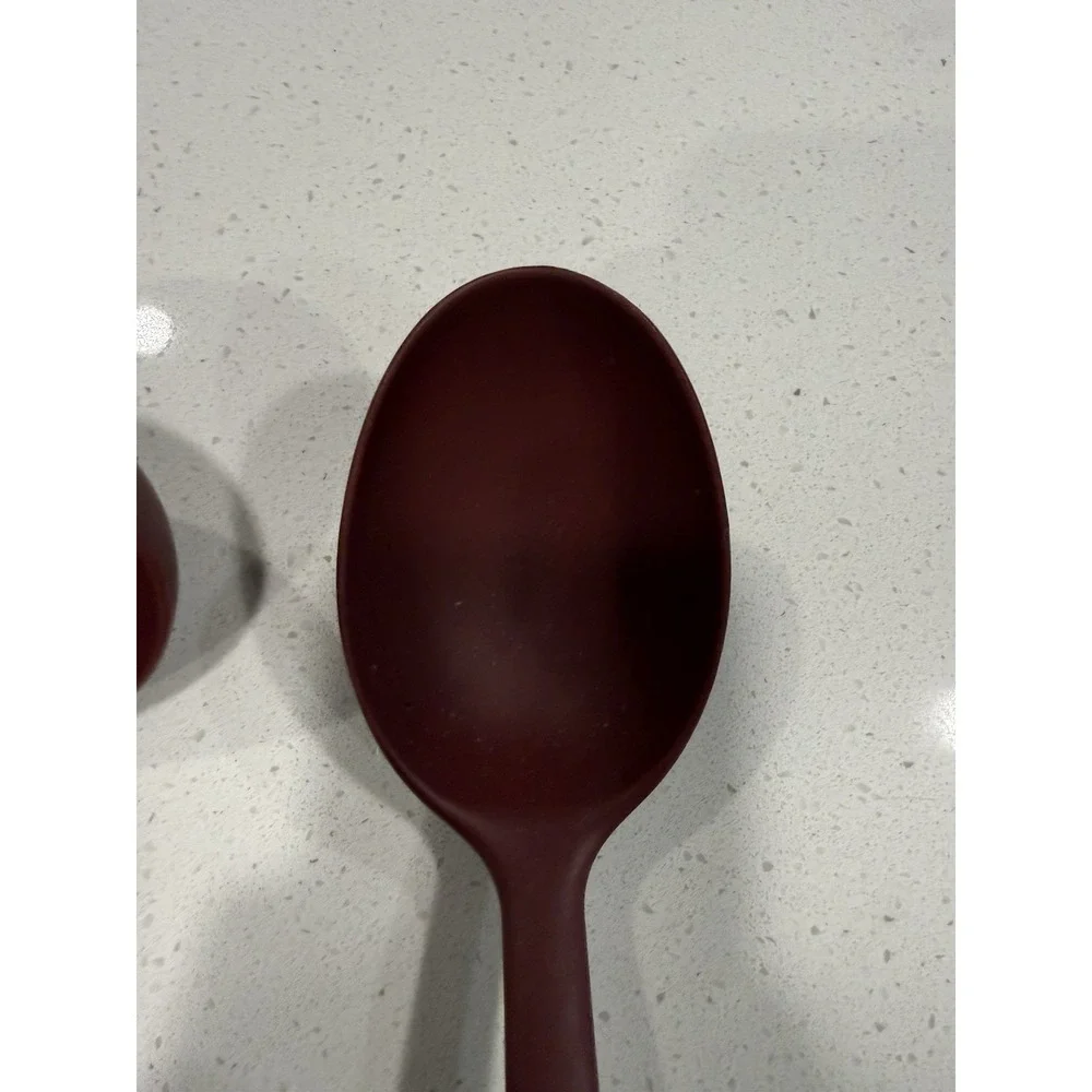 Kitchenaid Lot Of 3 Serving‎ Utensils Maroon Slotted Spoon, Spoon & Ladle